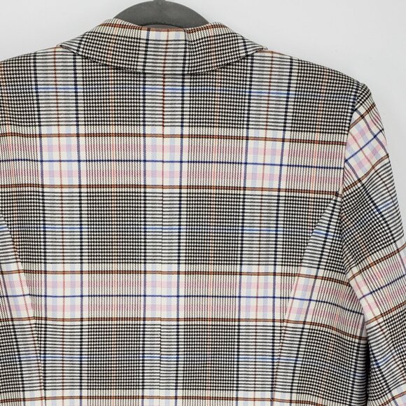 Halogen Nordstrom Plaid Double Breasted Blazer Jacket 1X Womens Cream Pink - Picture 7 of 9